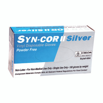4064XXL SYN-COR II SILVER VINYL  INDUSTRIAL GRADE  POWDER FREE Cordova Safety Products