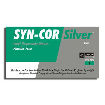 4072L SYN-COR BLUE VINYL  INDUSTRIAL GRADE  POWDER FREE Cordova Safety Products