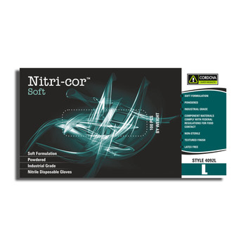 4092M NITRI-COR SOFT NITRILE  INDUSTRIAL GRADE  POWDERED  3-MIL Cordova Safety Products