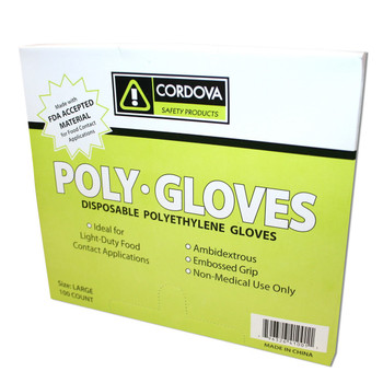 4100L LDPE (LOW DENSITY)  POLYETHYLENE GLOVES  EMBOSSED  1.25-MIL Cordova Safety Products