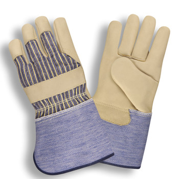 8310S PREMIUM GRAIN LEATHER PALM  STRIPED CANVAS BACK  RUBBERIZED GAUNTLET CUFF                                                                   Cordova Safety Products