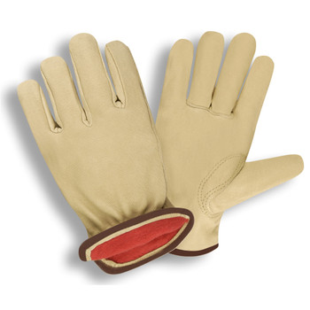 8922S PREMIUM GRAIN PIGSKIN DRIVER  RED FLEECE LINED  SHIRRED ELASTIC BACK  KEYSTONE THUMB Cordova Safety Products