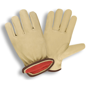 8922XL PREMIUM GRAIN PIGSKIN DRIVER  RED FLEECE LINED  SHIRRED ELASTIC BACK  KEYSTONE THUMB Cordova Safety Products