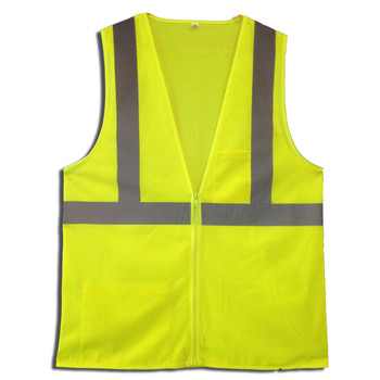 VZ261PL CLASS II  LIME MESH VEST  ZIPPER CLOSURE  2-INCH SILVER REFLECTIVE TAPE  CHEST POCKET  LOWER INSIDE POCKET Cordova Safety Products