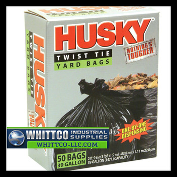 Husky HK39WC050B 39-Gallon Twist Tie Yard Bags, 50 Count