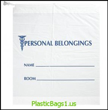 G32 Personal Belongings Bags Drawstring Opaque With Blue Print 18x20+3.5"bottomgusset" RD Plastics
