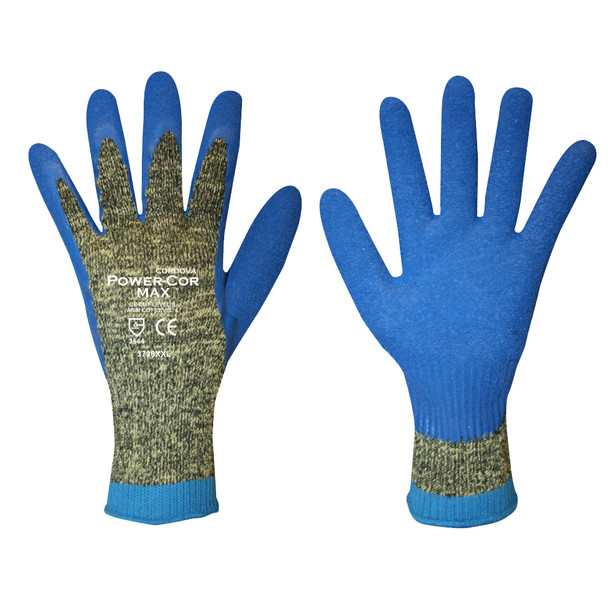 3736M POWER-COR MAX  10-GAUGE ARAMID/STEEL/COTTON  BLUE LATEX PALM COATING  ANSI CUT LEVEL 4 Cordova Safety Products