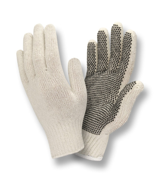 3805S/P STANDARD WEIGHT  NATURAL  POLY/COTTON MACHINE KNIT  1-SIDE PVC DOTS Cordova Safety Products