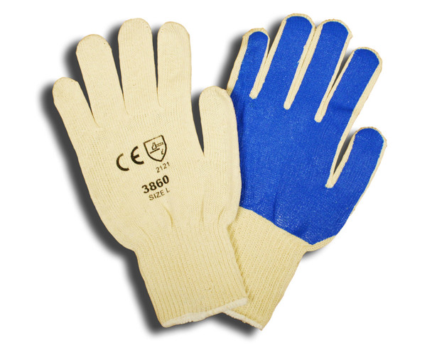 3860L 100% COTTON  10-GAUGE MACHINE KNIT  BLUE NITRILE SCREEN-COATED PALM Cordova Safety Products