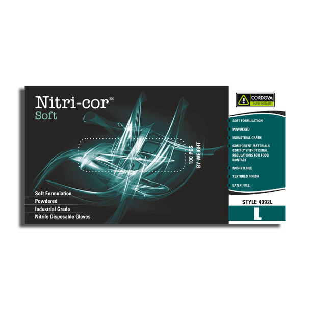 4092S NITRI-COR SOFT NITRILE  INDUSTRIAL GRADE  POWDERED  3-MIL Cordova Safety Products