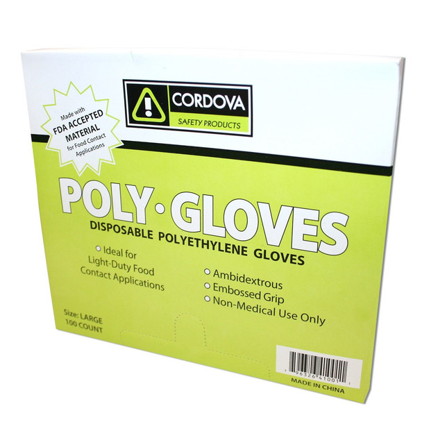 4100M LDPE (LOW DENSITY)  POLYETHYLENE GLOVES  EMBOSSED  1.25-MIL Cordova Safety Products