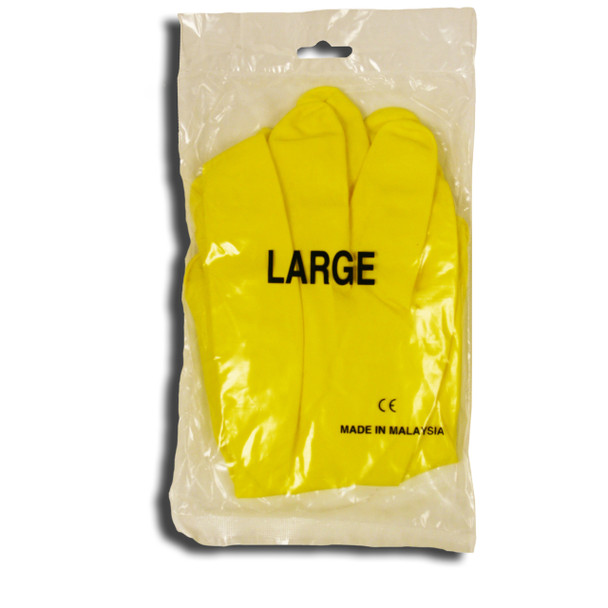 4254XL YELLOW FLOCK LINED-LATEX  ROLLED CUFF  ONE PAIR/POLYBAG  LIGHTWEIGHT Cordova Safety Products