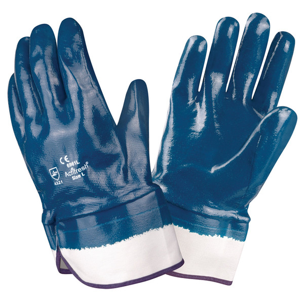 6961L BRAWLER PREMIUM DIPPED NITRILE  FULLY COATED  JERSEY LINED  SAFETY CUFF  SANITIZED® Cordova Safety Products