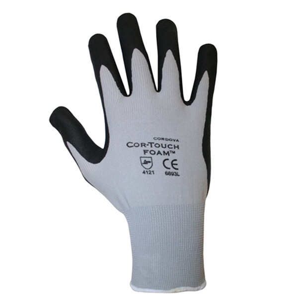 6893XS COR-TOUCH FOAM 13-GAUGE  GRAY NYLON SHELL  BLACK MICRO-FOAM NITRILE PALM COATING Cordova Safety Products