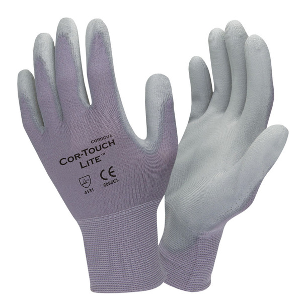 6895GM COR-TOUCH LITE PREMIUM  15-GAUGE  GRAY NYLON SHELL  GRAY POLYURETHANE PALM COATING Cordova Safety Products