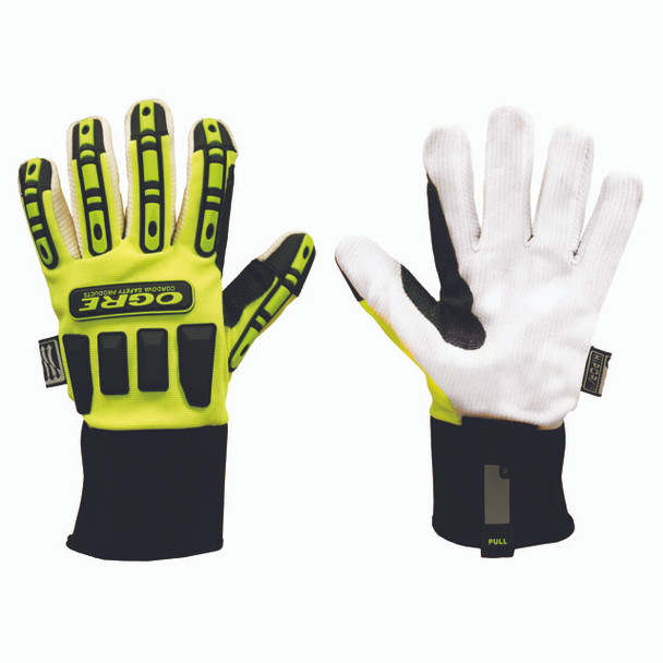 7730M OGRE  LIME GREEN SPANDEX BACK  CORDED CANVAS PALM  TPR PROTECTORS  HIPORA® LINING  NEOPRENE CUFF Cordova Safety Products