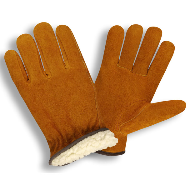 7930S STANDARD SPLIT LEATHER DRIVER  SHIRRED ELASTIC BACK  KEYSTONE THUMB  RUSSET  BOA PILE LINED Cordova Safety Products