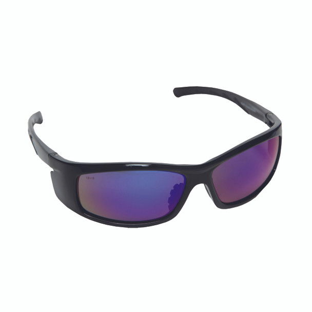 E02B65 VENDETTA BLACK GLOSS FRAME  FUSION BLUE LENS  INTEGRATED SIDE SHIELDS Cordova Safety Products