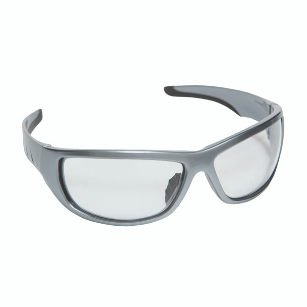 E03S10 AGGRESSOR DARK SILVER FRAME  CLEAR LENS  TPR NOSE PIECE & TEMPLES Cordova Safety Products