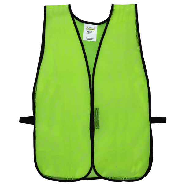 V101 GENERAL PURPOSE  NON-RATED  LIME MESH VEST  HOOK & LOOP CLOSURE  NO REFLECTIVE TAPE Cordova Safety Products