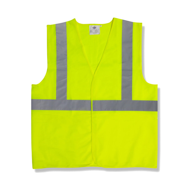 V221L CLASS II  LIME SOLID FABRIC VEST  HOOK & LOOP CLOSURE  2-INCH SILVER REFLECTIVE TAPE Cordova Safety Products