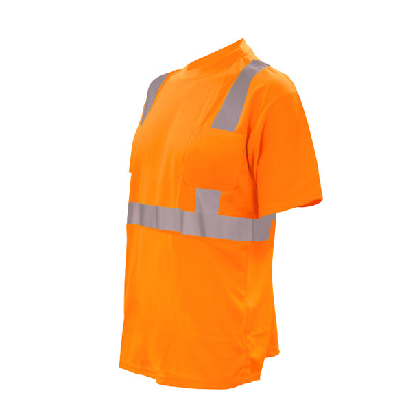 V4102XL COR-BRITE CLASS II  ORANGE BIRDSEYE MESH T-SHIRT  SHORT SLEEVES  CHEST POCKET  2-INCH SILVER REFLECTIVE TAPE Cordova Safety Products