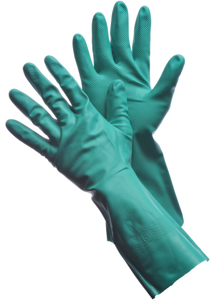 41-0058UN  - 15 MIL - 13" UNLINED GREEN NITRILE CHEMICAL RESISTANT GLOVES