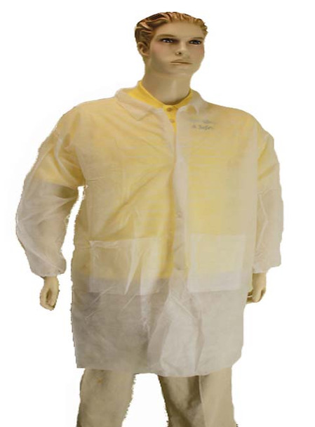 00-9100NP  - POLYPROPLYENE LAB COAT - LAB COAT - NO POCKET  DISPOSABLE WEAR