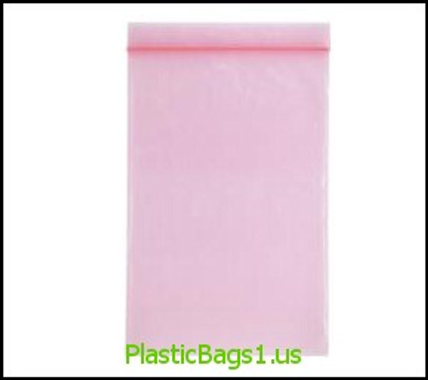 P107 Anti-Stat Transparent Pink Reclosable Bags 6x9 RD Plastics