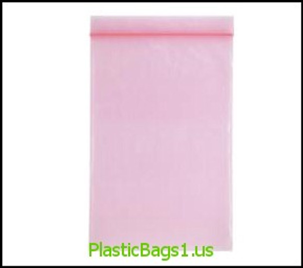 P111 Anti-Stat Transparent Pink Reclosable Bags 12x12 RD Plastics