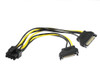 20CM PCIe 8Pin ( 6+2 ) Male to 2 x SATA 15Pin Male Cable