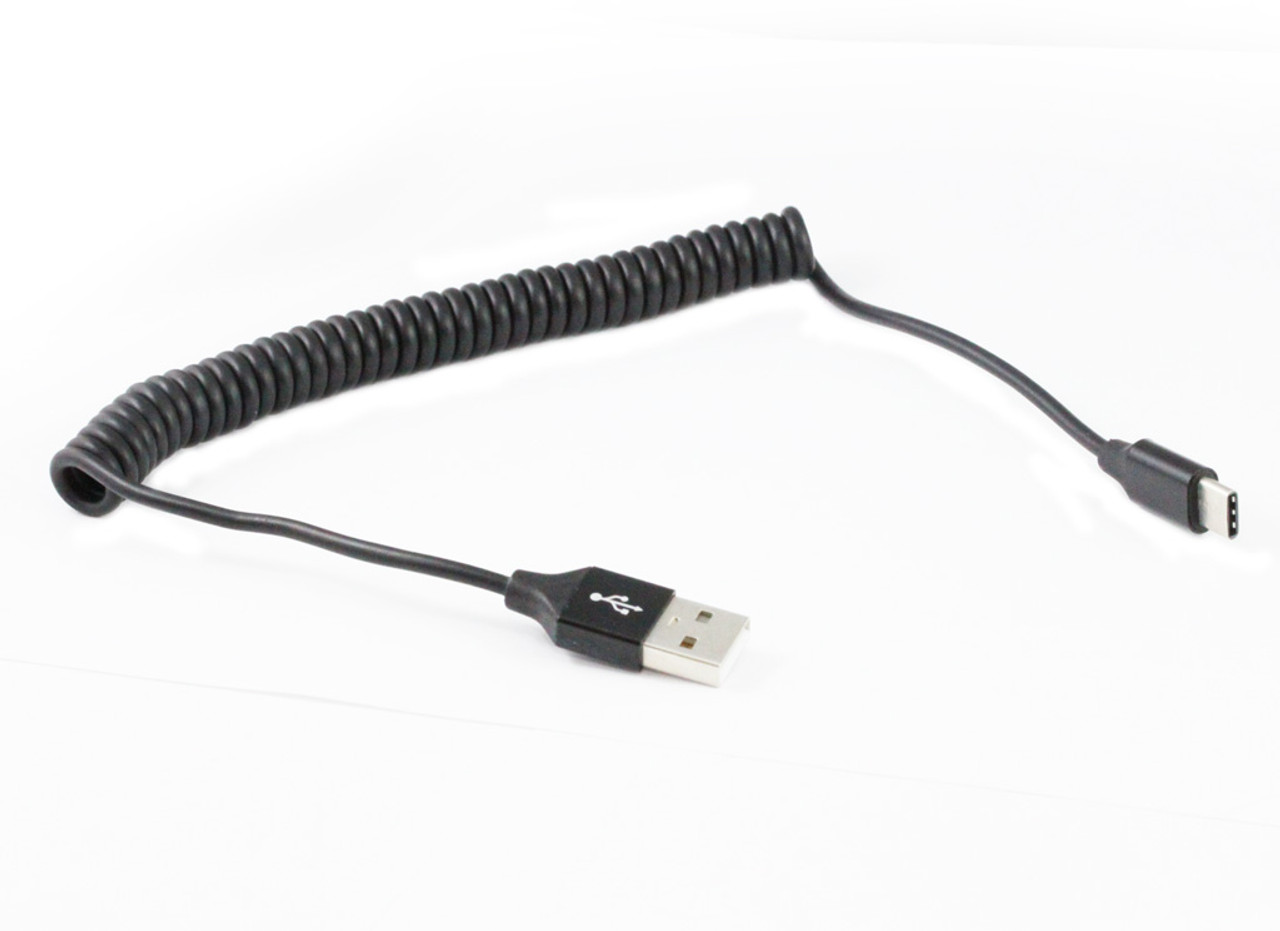 1M USB AM to Type-C Male Syn/Charing Cable with Curly cord