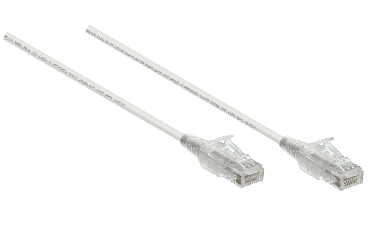 1.25M Slim CAT6 UTP Patch Cable LSZH in White