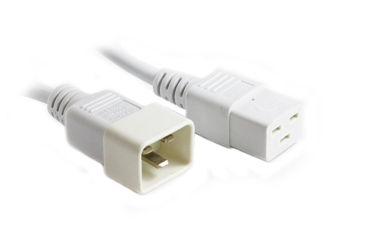 2M IEC C20-C19 Power Cable in White