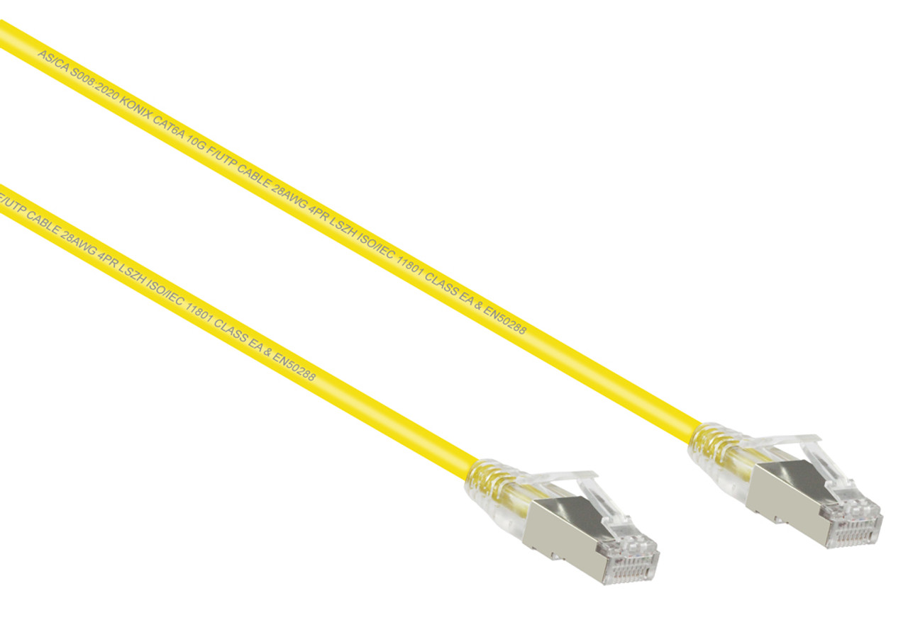 2M Yellow Small Diameter CAT6A 10G F/UTP 28AWG Cable LSZH ( Component Test )