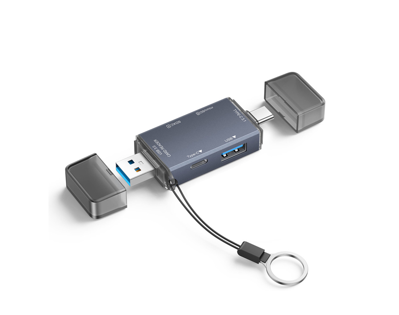 Dual SD3.0/microSD3.0 Card Reader with USB 2.0 Hub