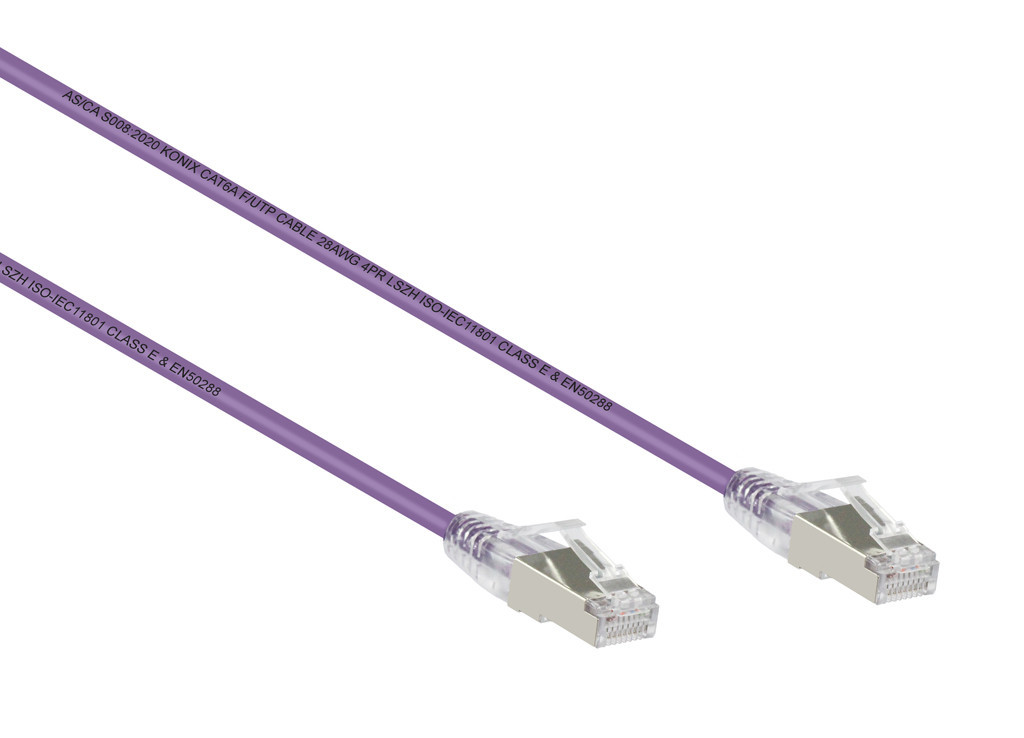 0.3M Purple Small Diameter CAT6A 10G F/UTP 28AWG Cable LSZH ( Component Test )
