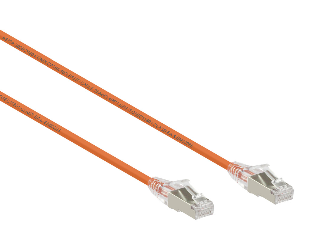 4M Orange Small Diameter CAT6A 10G F/UTP 28AWG Cable LSZH ( Component Test )
