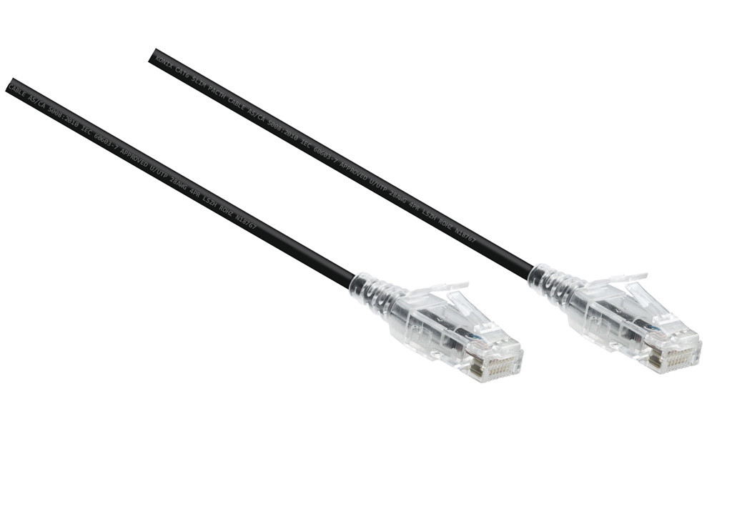 0.2M Slim CAT6 UTP Patch Cable LSZH in Black