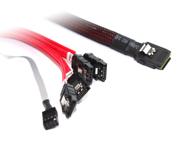 50CM Internal Mini SAS36 Pin SFF8087 To 4 X SATA + Sideband Cable