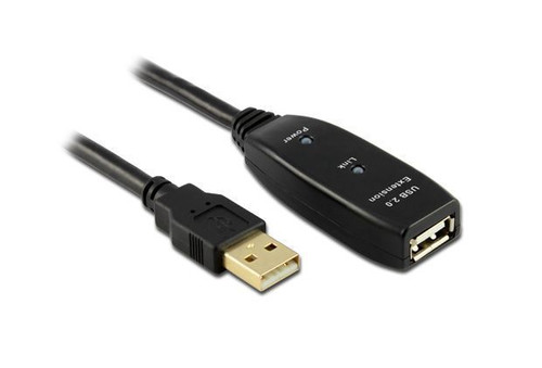 30M USB 2.0 AM-AF Active Extension Cable with DC Jack