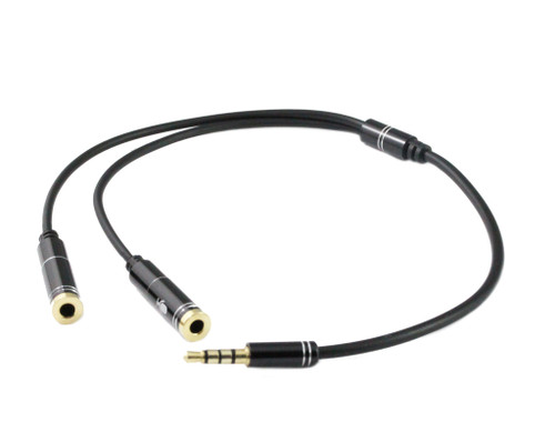 30CM 3.5MM 4 Pole TRRS to Earphone & Microphone Cable