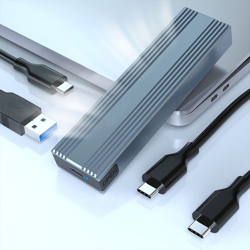 USB 3.0 AM + Type C to M.2 Dual Protocol SSD Enclosure (NVME & NGFF )
