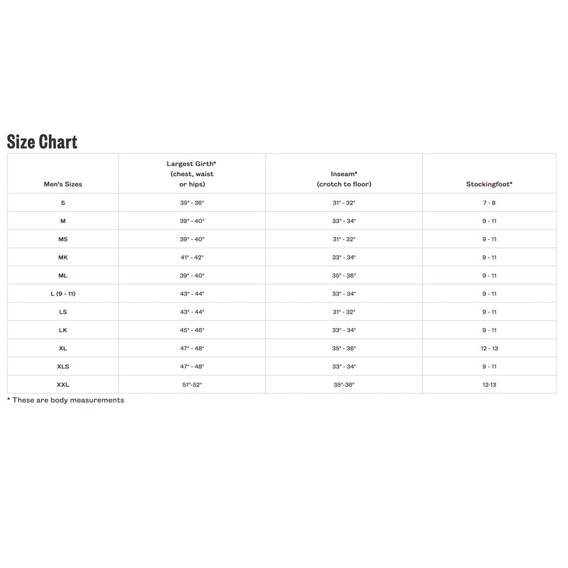 Simms Tributary Waders Size Chart