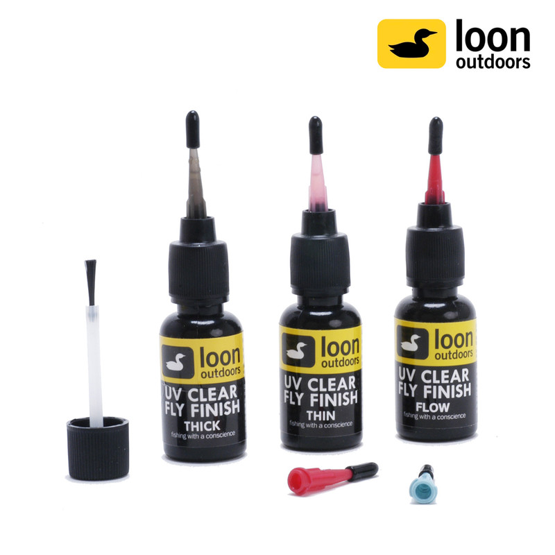 Bottles of all three viscosities of Loon UV Clear Finish 