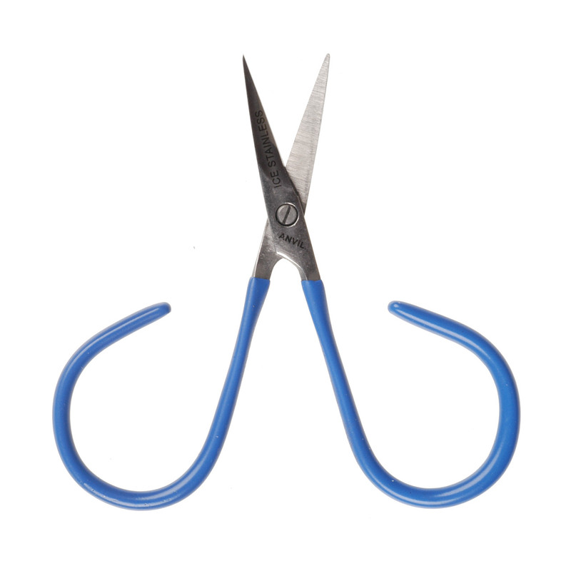 Anvil Midge Curved Serrated Scissors Shown With Blades Open