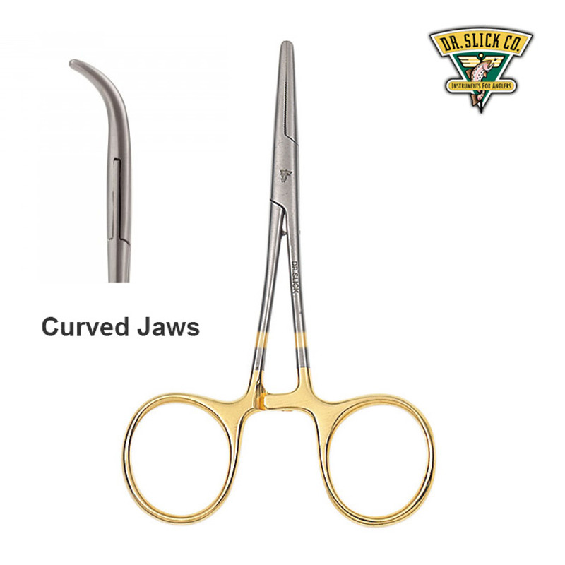 Dr. Slick 5" Clamp Forceps Gold Curved CC5G 