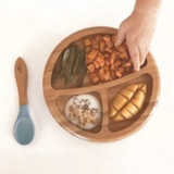 Avanchy Bamboo Suction Plate & Spoon - Blue