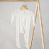 Ribbed Bamboo Footed Zipper Sleeper - Ivory Ribbed Bamboo Footed Zipper Sleeper - Ivory