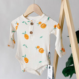 Long Sleeve Buttoned Bodysuit - Clementine Long Sleeve Buttoned Bodysuit - Clementine